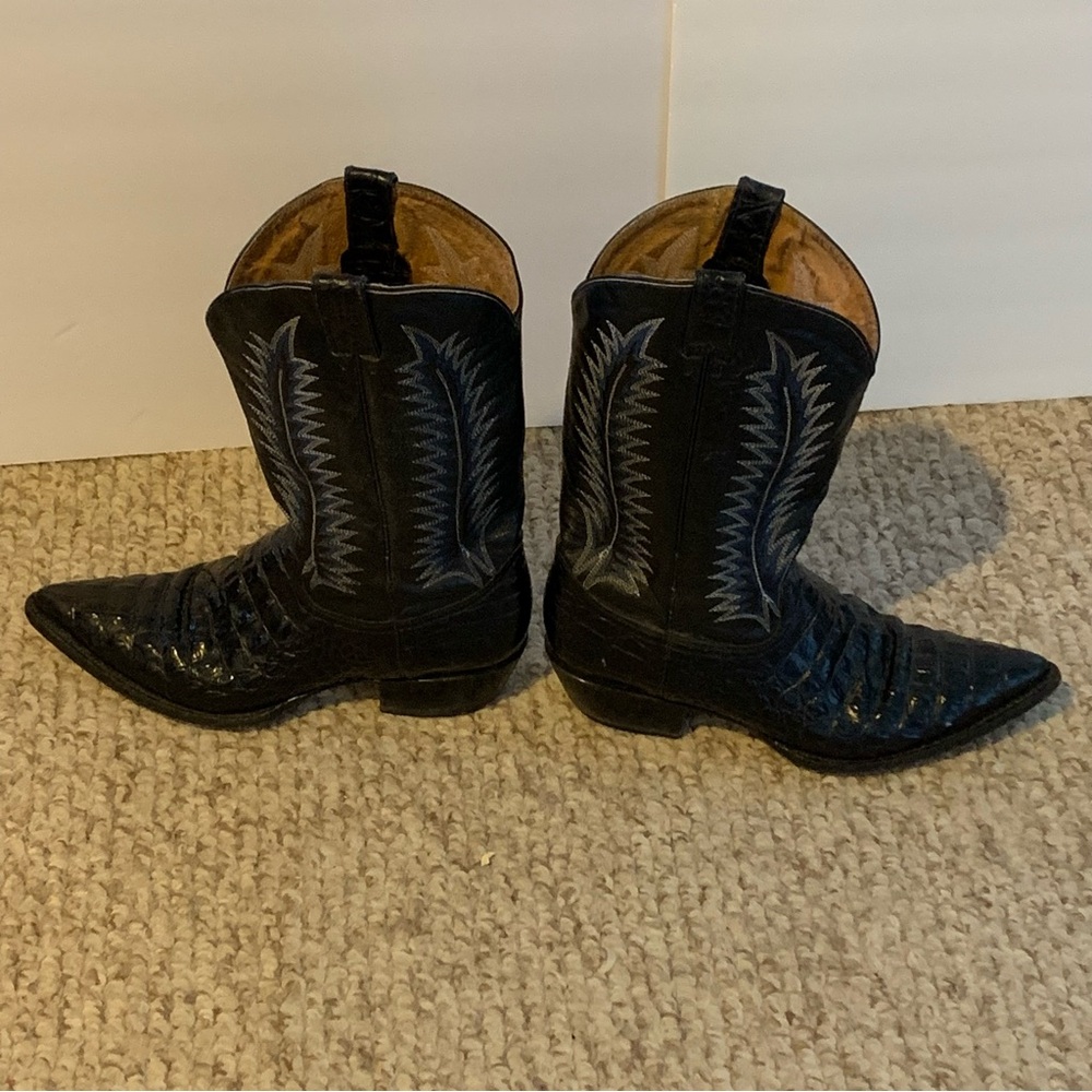 Men's Black Leather Cowboy Boots by Rio Grande, Size 12 - Picture 3 of 11